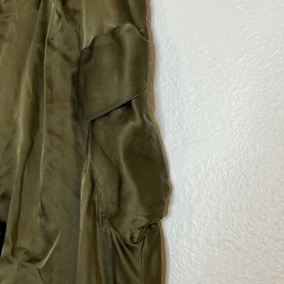 Philosophy Alberta Ferretti 100% Silk Satin Cinch Leg Skinny Pant Olive Green 4 - Picture 12 of 12